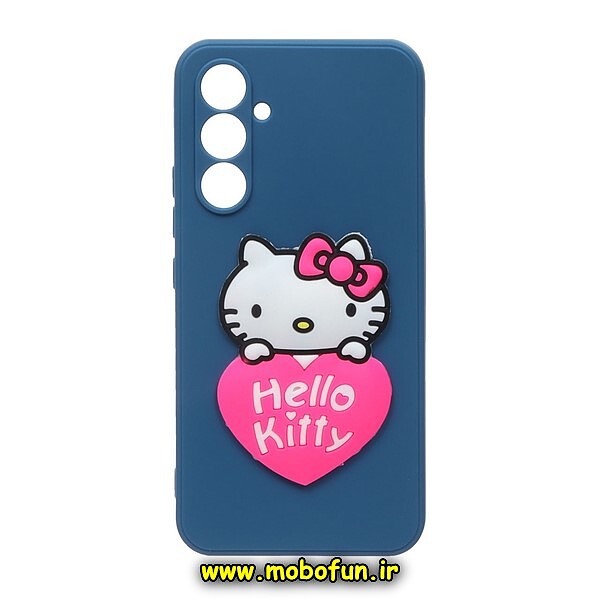 قاب گوشی Galaxy A34 5G سامسونگ طرح سیلیکونی ژله ای سه بعدی برجسته کیتی KITTY محافظ لنز دار سرمه ای کد 189