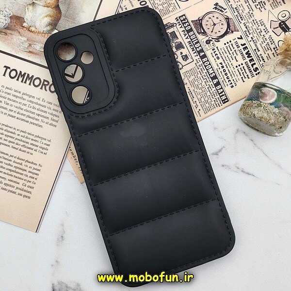 قاب گوشی Galaxy A34 5G سامسونگ سیلیکونی ژله ای پافر PC زیر بسته محافظ لنز دار مشکی کد 203