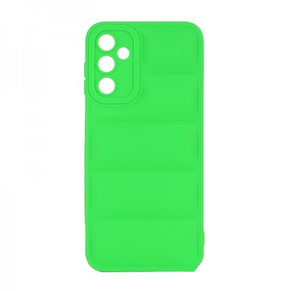 قاب گوشی Galaxy A34 5G سامسونگ سیلیکونی ژله ای پافر PC زیر بسته محافظ لنز دار سبز فسفری کد 207