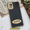 قاب گوشی Galaxy A51 سامسونگ طرح ژله ای دبل متال مای کیس مگ سیف Magsafe گلد لاین دور طلایی محافظ لنز دار شیشه ای مشکی کد 809