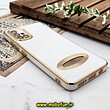 قاب گوشی Galaxy A51 سامسونگ طرح ژله ای دبل متال مای کیس مگ سیف Magsafe گلد لاین دور طلایی محافظ لنز دار شیشه ای سفید کد 811