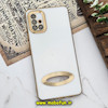 قاب گوشی Galaxy A51 سامسونگ طرح ژله ای دبل متال مای کیس مگ سیف Magsafe گلد لاین دور طلایی محافظ لنز دار شیشه ای سفید کد 811