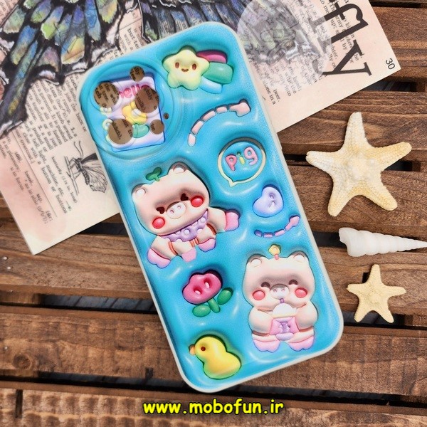 قاب گوشی iPhone 14 Pro Max آیفون طرح چاپ سه بعدی 3D پافر کارتونی محافظ لنز دار کد 203