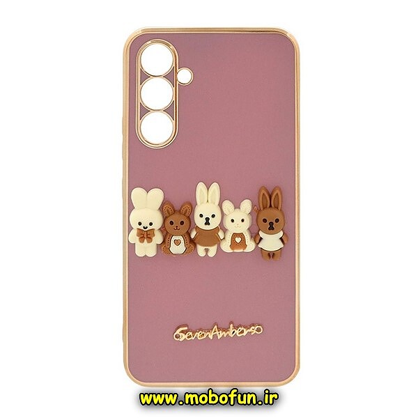 قاب گوشی Galaxy A54 5G سامسونگ طرح ژله ای مای کیس گلد لاین دور طلایی عروسکی سه بعدی محافظ لنز دار بنفش کد 233