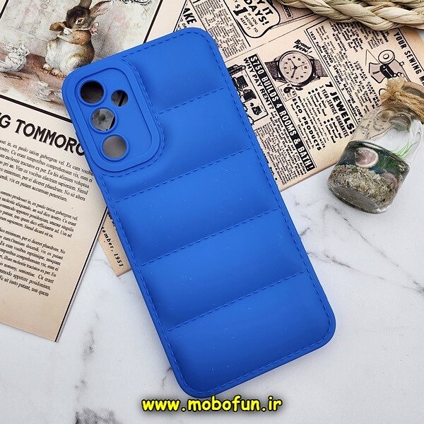 قاب گوشی Galaxy A54 5G سامسونگ سیلیکونی ژله ای پافر PC زیر بسته محافظ لنز دار آبی کاربنی کد 249