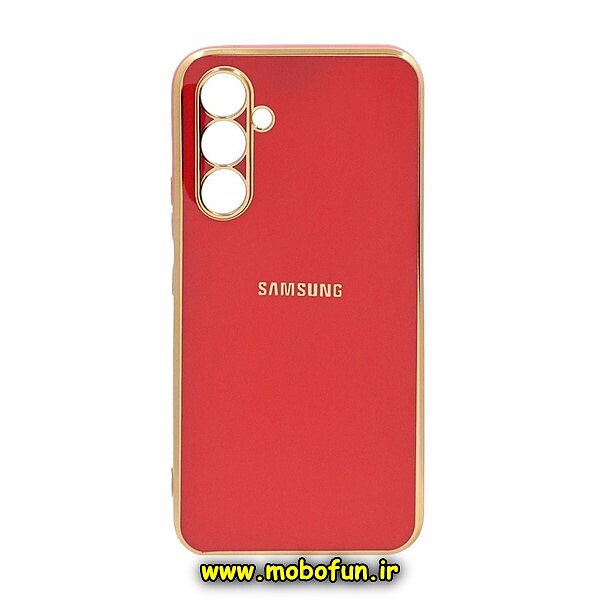 قاب گوشی Galaxy A54 5G سامسونگ طرح ژله ای مای کیس گلد لاین دور طلایی محافظ لنز دار هلویی کد 261