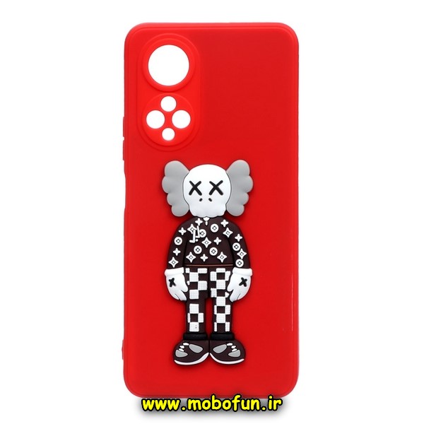 قاب گوشی Honor X7 4G آنر طرح سیلیکونی ژله ای سه بعدی برجسته KAWS محافظ لنز دار قرمز کد 106