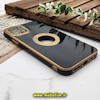 قاب گوشی iPhone 11 Pro Max آیفون طرح ژله ای دبل متال مای کیس مگ سیف Magsafe گلد لاین دور طلایی محافظ لنز دار شیشه ای مشکی کد 540