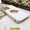 قاب گوشی iPhone 13 Pro Max آیفون طرح ژله ای دبل متال مای کیس مگ سیف Magsafe گلد لاین دور طلایی محافظ لنز دار شیشه ای سفید کد 523