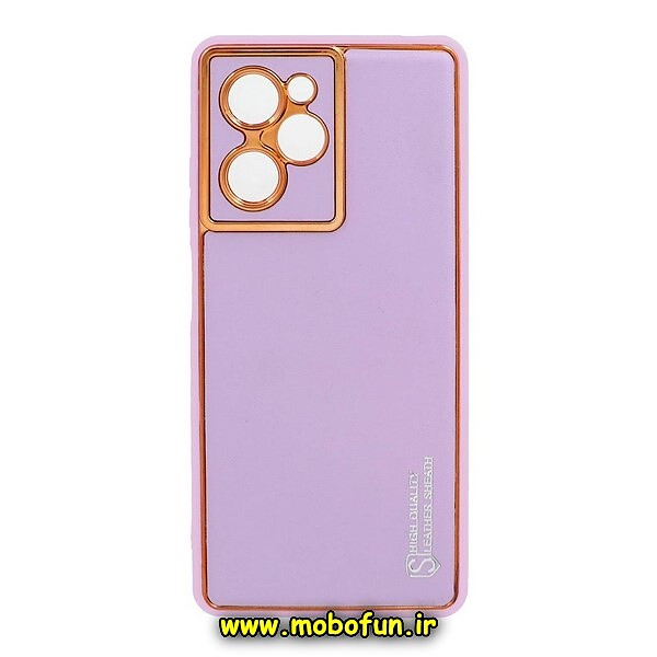 قاب گوشی Poco X5 Pro شیائومی طرح مای کیس چرمی گلد لاین دور طلایی محافظ لنز دار یاسی کد 121