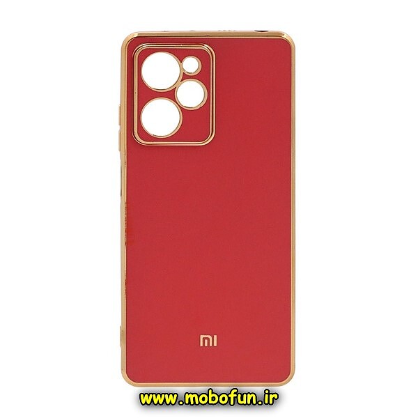 قاب گوشی Redmi Note 12 Pro Speed 5G - Poco X5 Pro شیائومی طرح ژله ای مای کیس گلد لاین دور طلایی محافظ لنز دار هلویی کد 122