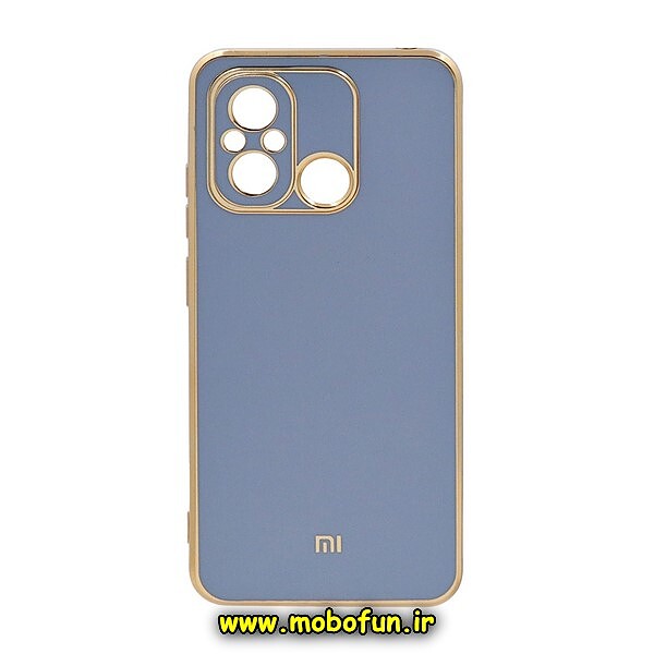 قاب گوشی Redmi 12C - Poco C55 - Redmi 11A شیائومی طرح ژله ای مای کیس گلد لاین دور طلایی محافظ لنز دار آبی فیلی کد 105