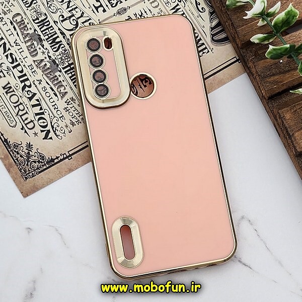 قاب گوشی Redmi Note 8 - Redmi Note 8 2021 شیائومی طرح ژله ای دبل متال مای کیس مگ سیف Magsafe گلد لاین دور طلایی محافظ لنز دار شیشه ای گلبهی کد 805