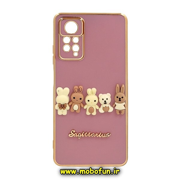 قاب گوشی Redmi Note 11 Pro 4G Global - Redmi Note 11 Pro 5G Global - Redmi Note 11E Pro 5G شیائومی طرح ژله ای مای کیس گلد لاین دور طلایی عروسکی سه بعدی محافظ لنز دار بنفش کد 537