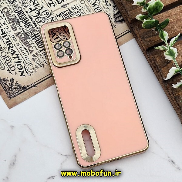 قاب گوشی Redmi Note 11 Pro 4G Global - Redmi Note 11 Pro 5G Global - Redmi Note 11E Pro شیائومی طرح ژله ای دبل متال مای کیس مگ سیف Magsafe گلد لاین دور طلایی محافظ لنز دار شیشه ای گلبهی کد 548