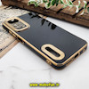 قاب گوشی Redmi Note 11 4G - Redmi Note 11S شیائومی طرح ژله ای دبل متال مای کیس مگ سیف Magsafe گلد لاین دور طلایی محافظ لنز دار شیشه ای مشکی کد 701