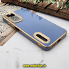 قاب گوشی Redmi Note 11 4G - Redmi Note 11S شیائومی طرح ژله ای دبل متال مای کیس مگ سیف Magsafe گلد لاین دور طلایی محافظ لنز دار شیشه ای آبی کد 704
