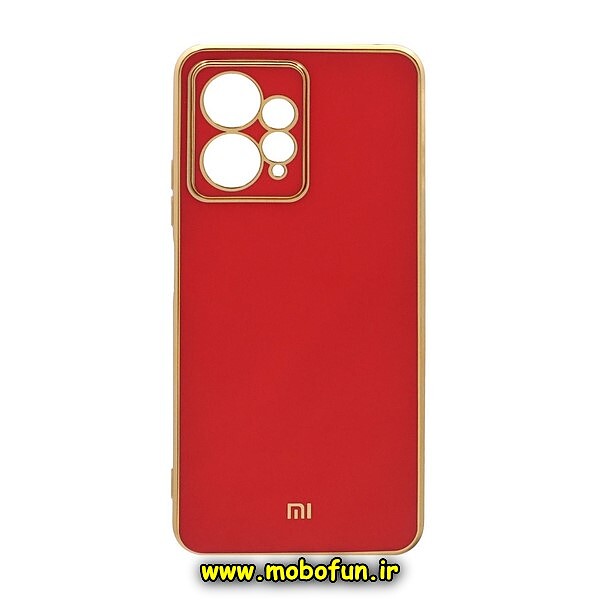 قاب گوشی Redmi Note 12 4G شیائومی طرح ژله ای مای کیس گلد لاین دور طلایی محافظ لنز دار هلویی کد 86