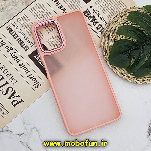 قاب گوشی Galaxy A12 - Galaxy M12 سامسونگ پشت مات متال کیس دور سیلیکونی گلبهی کد 1230
