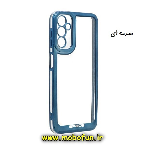 قاب گوشی Galaxy A14 4G - Galaxy A14 5G سامسونگ طرح الکتروپلیتینگ ژله ای شفاف اورجینال اسپیس SPACE محافظ لنز دار سرمه ای کد 271