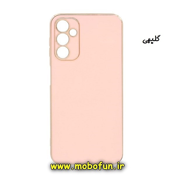 قاب گوشی Galaxy A14 4G - Galaxy A14 5G سامسونگ طرح ژله ای مای کیس گلد لاین دور طلایی محافظ لنز دار گلبهی کد 291