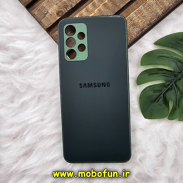 قاب گوشی Galaxy A32 4G سامسونگ مدل PVD ضد خش پشت گلس شیشه ای محافظ لنز دار سبز تیره کد 912