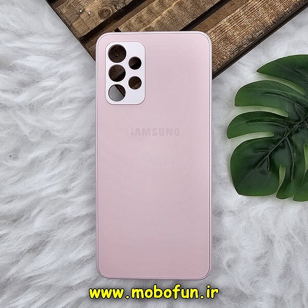 قاب گوشی Galaxy A32 4G سامسونگ مدل PVD ضد خش پشت گلس شیشه ای محافظ لنز دار صورتی کد 915