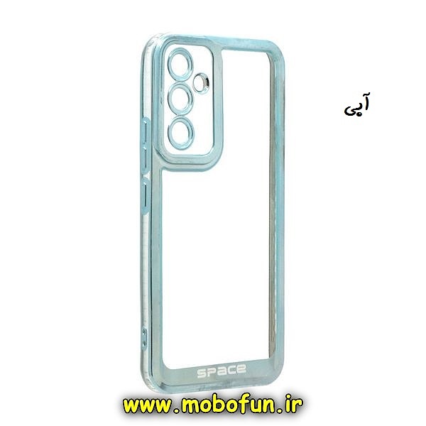قاب گوشی Galaxy A34 5G سامسونگ طرح الکتروپلیتینگ ژله ای شفاف اورجینال اسپیس SPACE محافظ لنز دار آبی کد 263