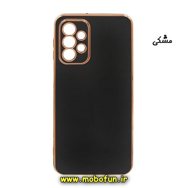قاب گوشی Galaxy A53 5G سامسونگ طرح ژله ای مای کیس گلد لاین دور طلایی محافظ لنز دار مشکی کد 670