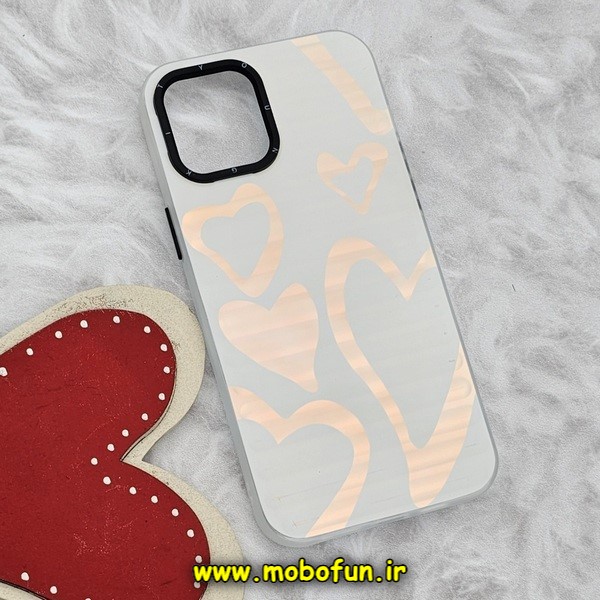 قاب گوشی iPhone 12 Pro Max آیفون طرح قلب سفید ضد ضربه هولوگرامی یانگ کیت Unique Case کد 649