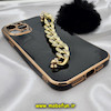 قاب گوشی iPhone 12 Pro Max آیفون طرح مای کیس گلد لاین لاکچری دستبندی کارتیر نگینی پام پام محافظ لنز دار مشکی کد 655