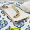 قاب گوشی iPhone 12 Pro Max آیفون طرح مای کیس گلد لاین لاکچری دستبندی کارتیر نگینی پام پام محافظ لنز دار سفید کد 656
