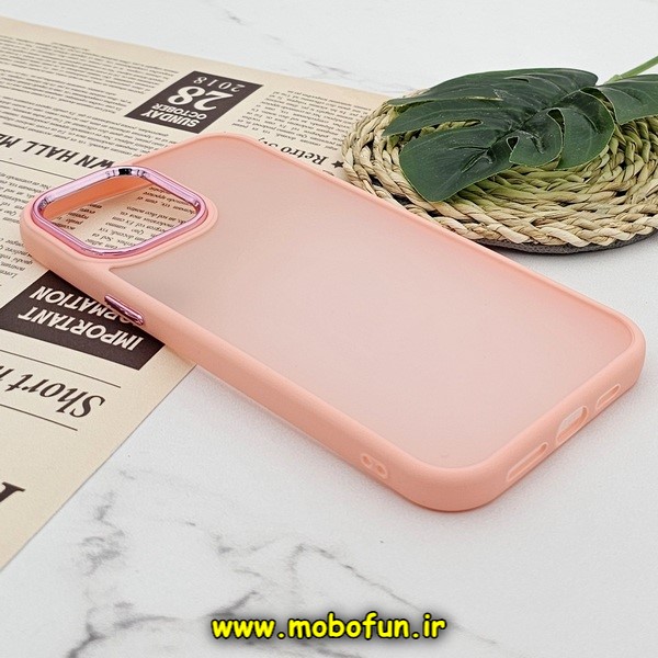 قاب گوشی iPhone 12 Pro Max آیفون پشت مات متال کیس دور سیلیکونی گلبهی کد E18-170519