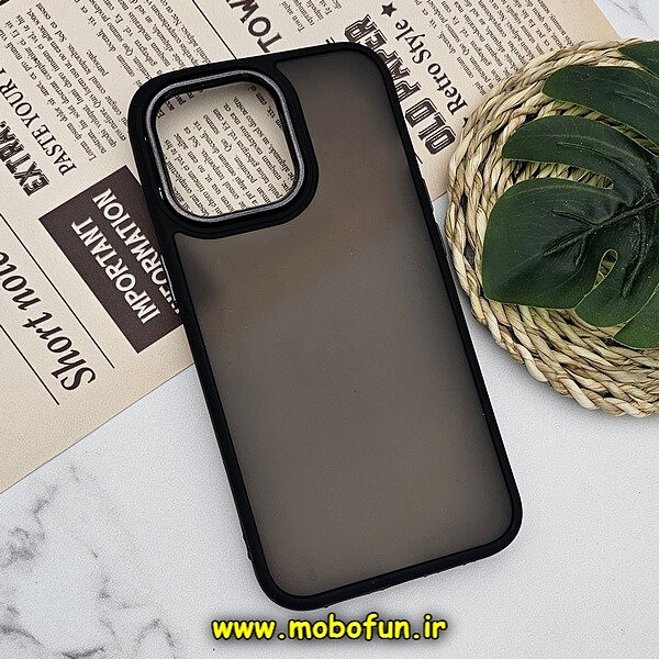 قاب گوشی iPhone 13 Pro آیفون پشت مات متال کیس دور سیلیکونی مشکی کد 382