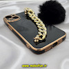 قاب گوشی iPhone 14 آیفون طرح مای کیس گلد لاین لاکچری دستبندی کارتیر نگینی پام پام محافظ لنز دار مشکی کد 87