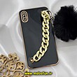 قاب گوشی iPhone X - iPhone XS آیفون طرح مای کیس گلد لاین لاکچری دستبندی کارتیر نگینی پام پام محافظ لنز دار مشکی کد 518