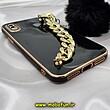 قاب گوشی iPhone X - iPhone XS آیفون طرح مای کیس گلد لاین لاکچری دستبندی کارتیر نگینی پام پام محافظ لنز دار مشکی کد 518