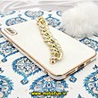 قاب گوشی iPhone X - iPhone XS آیفون طرح مای کیس گلد لاین لاکچری دستبندی کارتیر نگینی پام پام محافظ لنز دار سفید کد 519