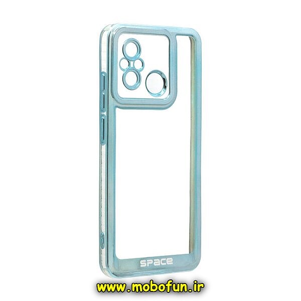 قاب گوشی Redmi 12C - Poco C55 - Redmi 11A شیائومی طرح الکتروپلیتینگ ژله ای شفاف اورجینال اسپیس SPACE محافظ لنز دار آبی کد 115