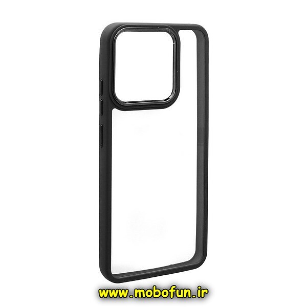 قاب گوشی Redmi 12C - Poco C55 - Redmi 11A شیائومی اورجینال متال کیس Metal طرح پشت طلق شفاف دور سیلیکونی مشکی کد 117