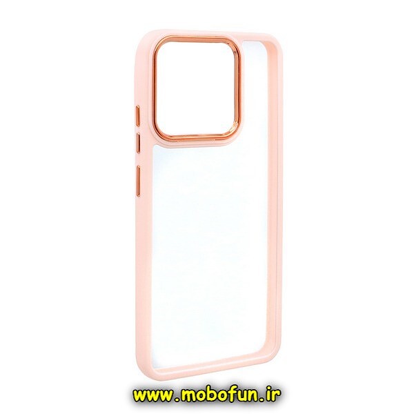 قاب گوشی Redmi 12C - Poco C55 - Redmi 11A شیائومی اورجینال متال کیس Metal طرح پشت طلق شفاف دور سیلیکونی گلبهی کد 122