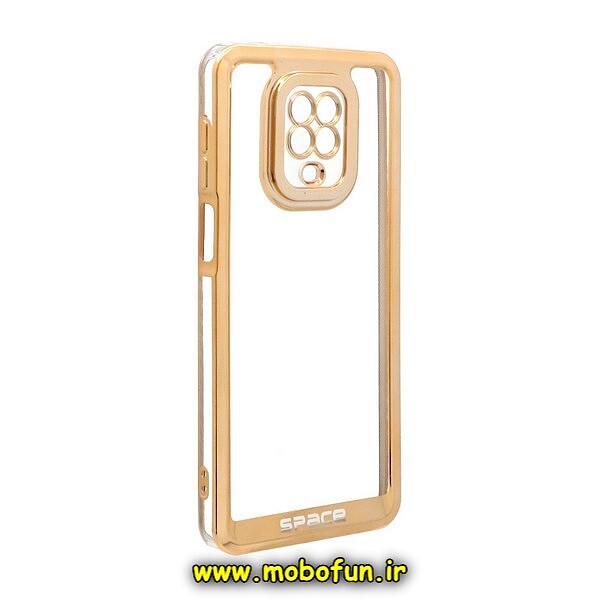 قاب گوشی Redmi Note 9S - Redmi Note 9 Pro شیائومی طرح الکتروپلیتینگ ژله ای شفاف اورجینال اسپیس SPACE محافظ لنز دار طلایی کد 908