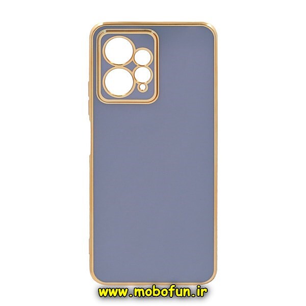قاب گوشی Redmi Note 12 4G شیائومی طرح ژله ای مای کیس گلد لاین دور طلایی محافظ لنز دار آبی فیلی کد 131
