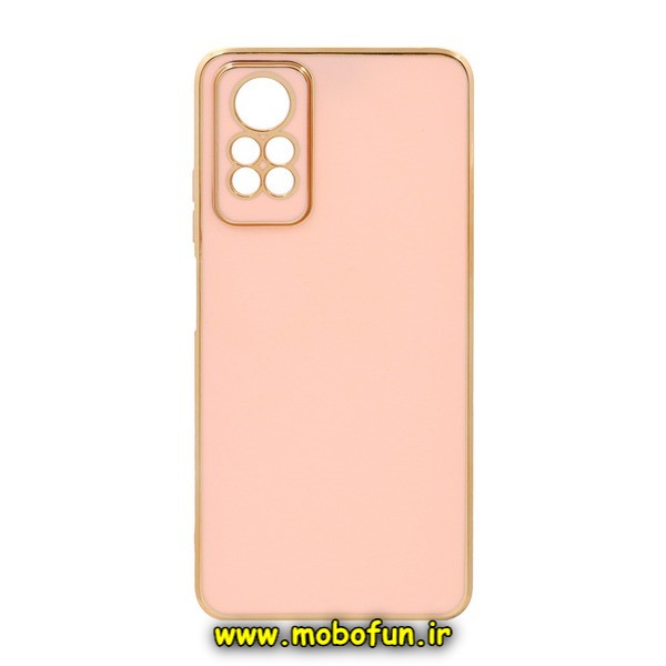 قاب گوشی Redmi Note 12 Pro 4G شیائومی طرح ژله ای مای کیس گلد لاین دور طلایی محافظ لنز دار گلبهی کد 3