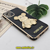 قاب گوشی Galaxy A03 2022 سامسونگ طرح ژله ای مای کیس خرس طلایی تدی برجسته POWER BEAR محافظ لنز دار پاپ سوکت دار مشکی کد 115
