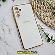 قاب گوشی Galaxy A04S سامسونگ طرح ژله ای مای کیس گلد لاین دور طلایی محافظ لنز دار سفید کد 219