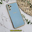 قاب گوشی Galaxy A04S سامسونگ طرح ژله ای مای کیس گلد لاین دور طلایی محافظ لنز دار آبی روشن کد 221