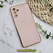 قاب گوشی Galaxy A04S سامسونگ طرح ژله ای مای کیس گلد لاین دور طلایی محافظ لنز دار گلبهی کد 222