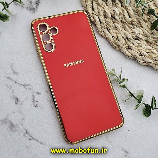 قاب گوشی Galaxy A04S سامسونگ طرح ژله ای مای کیس گلد لاین دور طلایی محافظ لنز دار قرمز کد 224