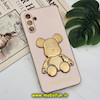 قاب گوشی Galaxy A04S سامسونگ طرح ژله ای مای کیس خرس طلایی تدی برجسته POWER BEAR محافظ لنز دار پاپ سوکت دار گلبهی کد 227
